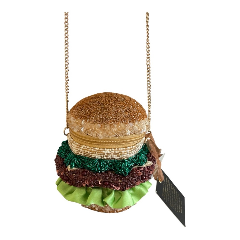 From India to You Hand Beaded Purse, Colorful Realistic Hamburger, Unique! - Picture 3 of 5